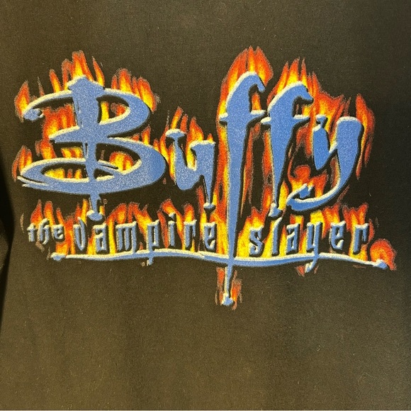 Vintage 1998 Buffy the Vampire Slayer Angel Big Face Promo T-shirt Size M Black - Picture 9 of 11